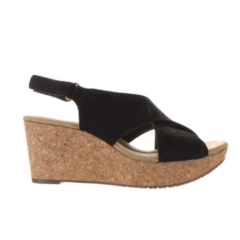 Clarks Black Wedge Sandals